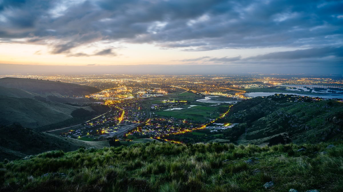 Christchurch city at dusk 